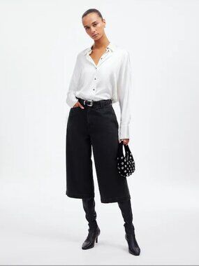 Madewell Denim Culottes Shorts Black Wash Size 29